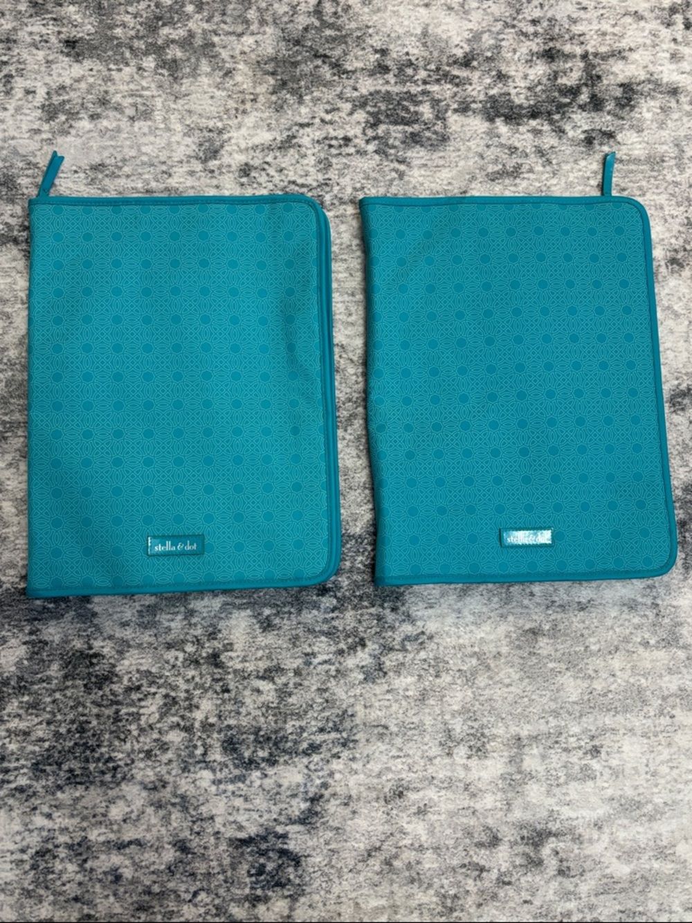 Vintage Stella & Dot Teal Geometric Zip Folio Duo, Set of 2, like new